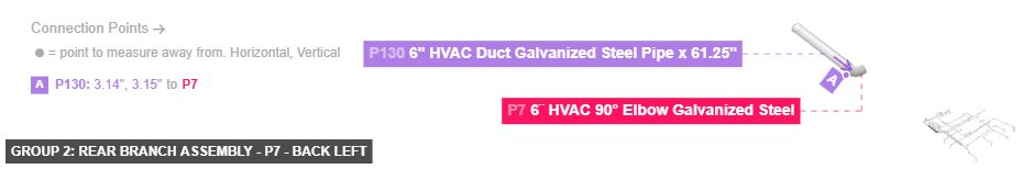 Group 2: Rear Branch Assembly - Part 6¨ HVAC 90° Elbow Galvanized Steel - back_left