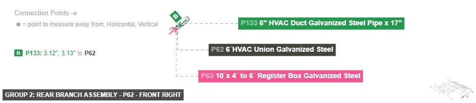 Group 2: Rear Branch Assembly - Part 6¨HVAC Union Galvanized Steel - front_right