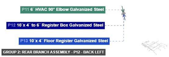 Group 2: Rear Branch Assembly - Part 10¨x 4¨ to 6¨ Register Box Galvanized Steel - back_left