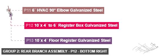 Group 2: Rear Branch Assembly - Part 10¨x 4¨ to 6¨ Register Box Galvanized Steel - bottom_right