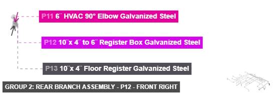 Group 2: Rear Branch Assembly - Part 10¨x 4¨ to 6¨ Register Box Galvanized Steel - front_right