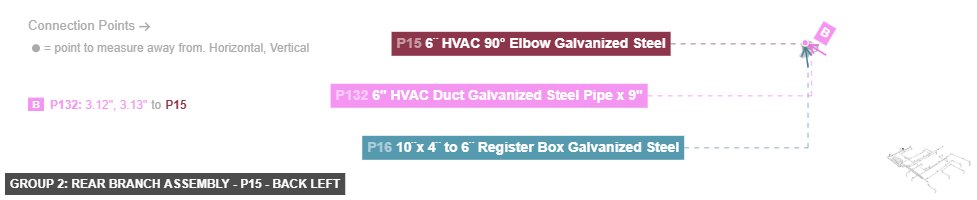 Group 2: Rear Branch Assembly - Part 6¨ HVAC 90° Elbow Galvanized Steel - back_left