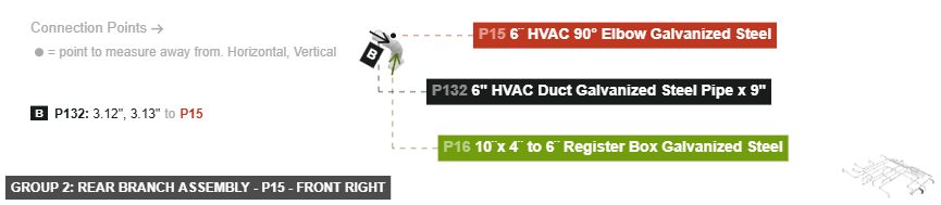 Group 2: Rear Branch Assembly - Part 6¨ HVAC 90° Elbow Galvanized Steel - front_right