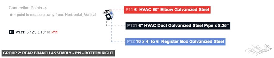 Group 2: Rear Branch Assembly - Part 6¨ HVAC 90° Elbow Galvanized Steel - bottom_right