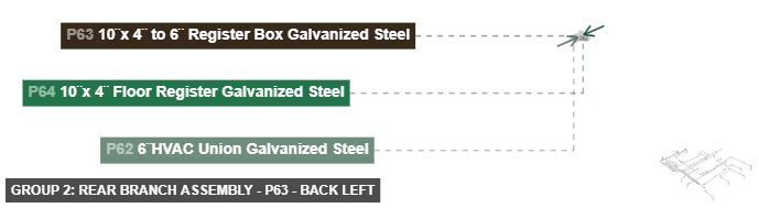 Group 2: Rear Branch Assembly - Part 10¨x 4¨ to 6¨ Register Box Galvanized Steel - back_left