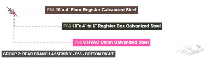 Group 2: Rear Branch Assembly - Part 10¨x 4¨ to 6¨ Register Box Galvanized Steel - bottom_right