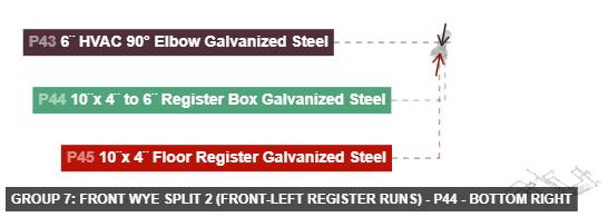 Group 7: Front Wye Split 2 (Front-Left Register Runs) - Part 10¨x 4¨ to 6¨ Register Box Galvanized Steel - bottom_right