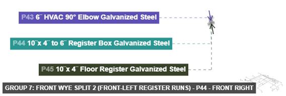 Group 7: Front Wye Split 2 (Front-Left Register Runs) - Part 10¨x 4¨ to 6¨ Register Box Galvanized Steel - front_right