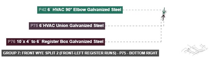 Group 7: Front Wye Split 2 (Front-Left Register Runs) - Part 6¨HVAC Union Galvanized Steel - bottom_right