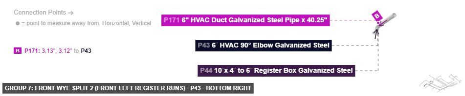 Group 7: Front Wye Split 2 (Front-Left Register Runs) - Part 6¨ HVAC 90° Elbow Galvanized Steel - bottom_right