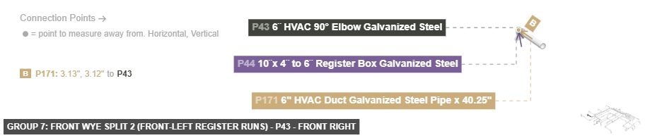 Group 7: Front Wye Split 2 (Front-Left Register Runs) - Part 6¨ HVAC 90° Elbow Galvanized Steel - front_right