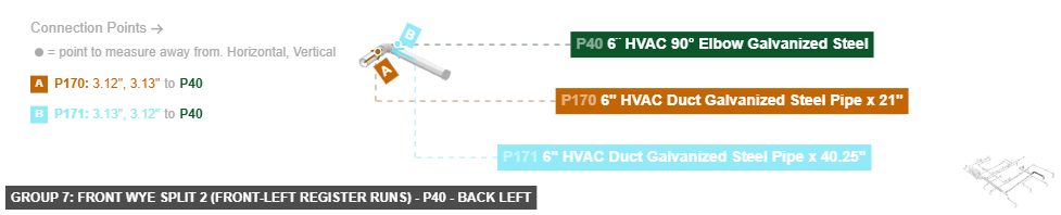 Group 7: Front Wye Split 2 (Front-Left Register Runs) - Part 6¨ HVAC 90° Elbow Galvanized Steel - back_left