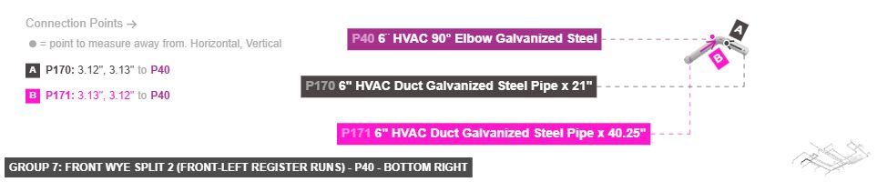 Group 7: Front Wye Split 2 (Front-Left Register Runs) - Part 6¨ HVAC 90° Elbow Galvanized Steel - bottom_right