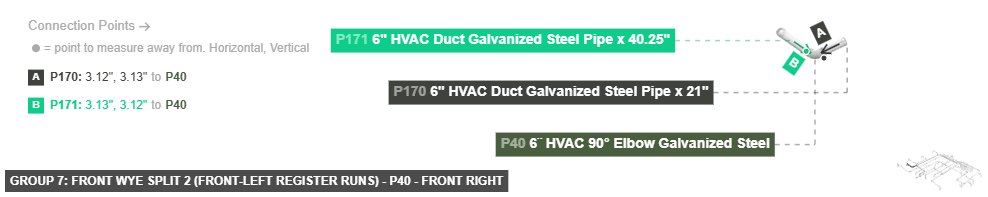 Group 7: Front Wye Split 2 (Front-Left Register Runs) - Part 6¨ HVAC 90° Elbow Galvanized Steel - front_right