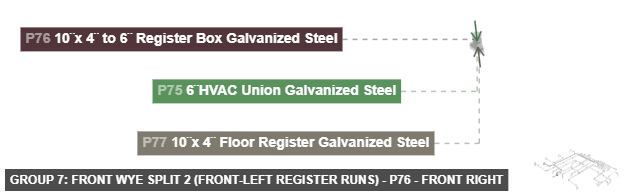 Group 7: Front Wye Split 2 (Front-Left Register Runs) - Part 10¨x 4¨ to 6¨ Register Box Galvanized Steel - front_right