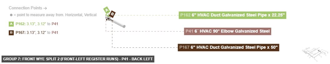 Group 7: Front Wye Split 2 (Front-Left Register Runs) - Part 6¨ HVAC 90° Elbow Galvanized Steel - back_left