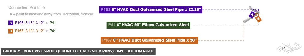 Group 7: Front Wye Split 2 (Front-Left Register Runs) - Part 6¨ HVAC 90° Elbow Galvanized Steel - bottom_right