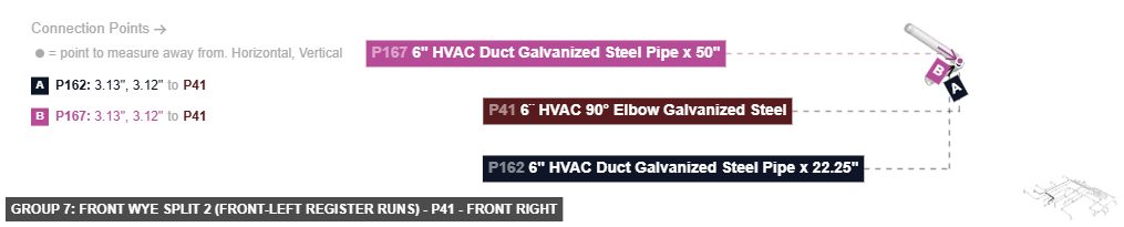 Group 7: Front Wye Split 2 (Front-Left Register Runs) - Part 6¨ HVAC 90° Elbow Galvanized Steel - front_right