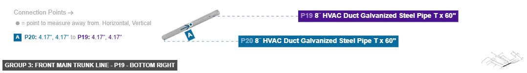 Group 3: Front Main Trunk Line - Part 8¨ HVAC Duct Galvanized Steel Pipe T x 60