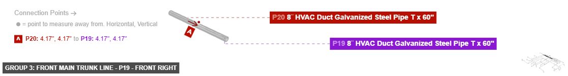 Group 3: Front Main Trunk Line - Part 8¨ HVAC Duct Galvanized Steel Pipe T x 60
