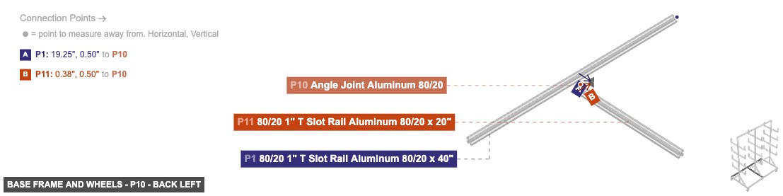 Base Frame and Wheels - Part Angle Joint Aluminum 80/20 - back_left