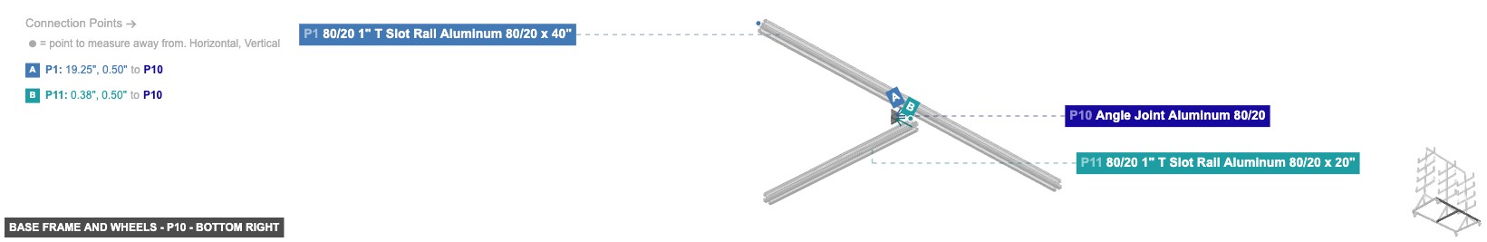 Base Frame and Wheels - Part Angle Joint Aluminum 80/20 - bottom_right