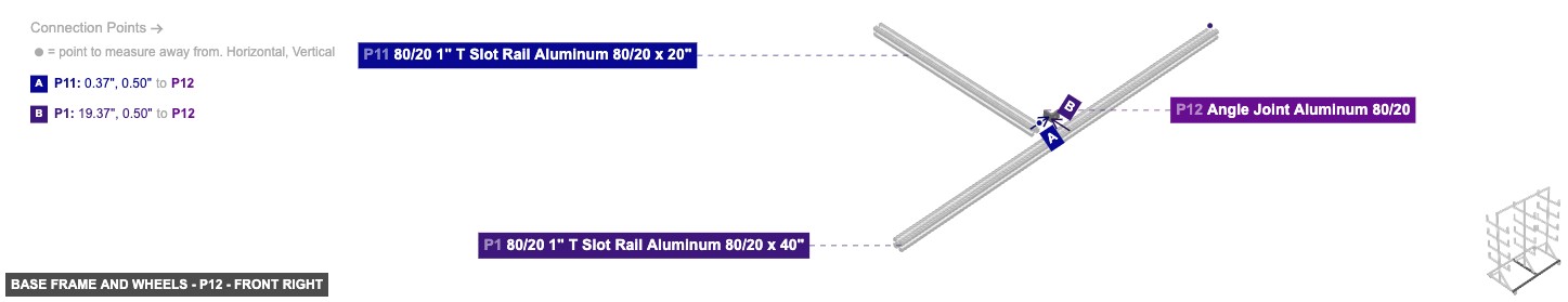 Base Frame and Wheels - Part Angle Joint Aluminum 80/20 - front_right