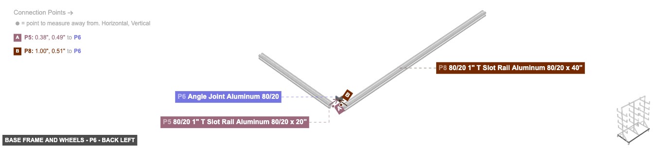 Base Frame and Wheels - Part Angle Joint Aluminum 80/20 - back_left