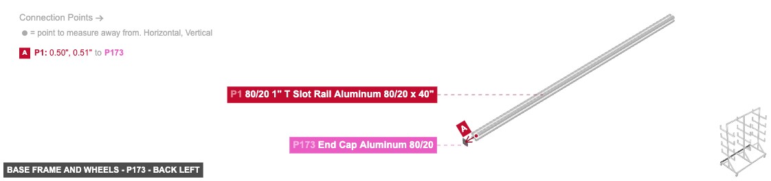 Base Frame and Wheels - Part End Cap Aluminum 80/20 - back_left
