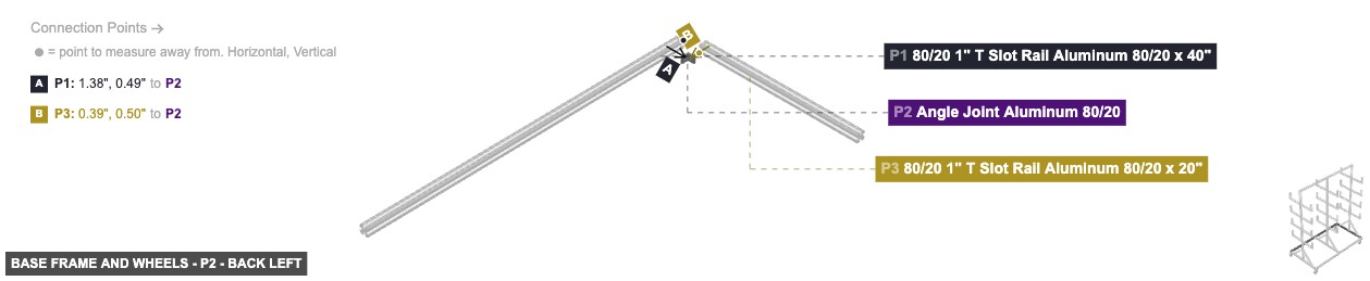Base Frame and Wheels - Part Angle Joint Aluminum 80/20 - back_left