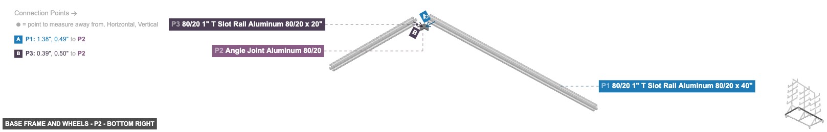 Base Frame and Wheels - Part Angle Joint Aluminum 80/20 - bottom_right