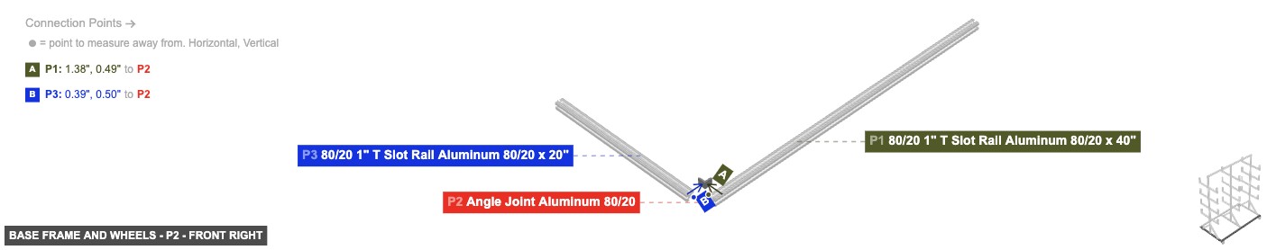 Base Frame and Wheels - Part Angle Joint Aluminum 80/20 - front_right