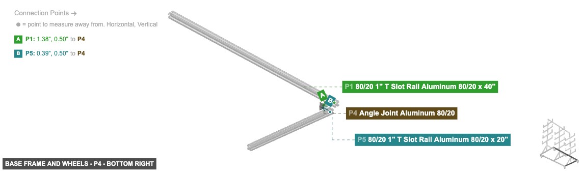 Base Frame and Wheels - Part Angle Joint Aluminum 80/20 - bottom_right