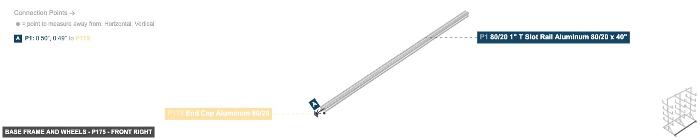 Base Frame and Wheels - Part End Cap Aluminum 80/20 - front_right