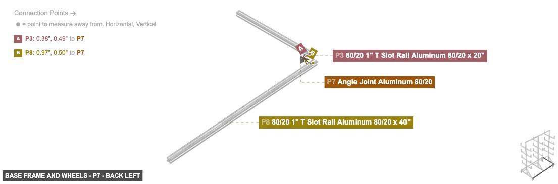 Base Frame and Wheels - Part Angle Joint Aluminum 80/20 - back_left