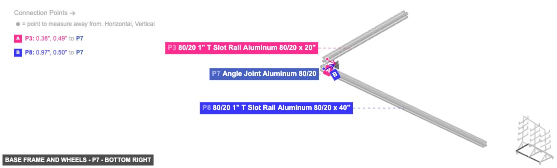 Base Frame and Wheels - Part Angle Joint Aluminum 80/20 - bottom_right