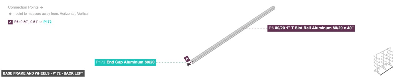 Base Frame and Wheels - Part End Cap Aluminum 80/20 - back_left