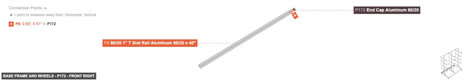 Base Frame and Wheels - Part End Cap Aluminum 80/20 - front_right