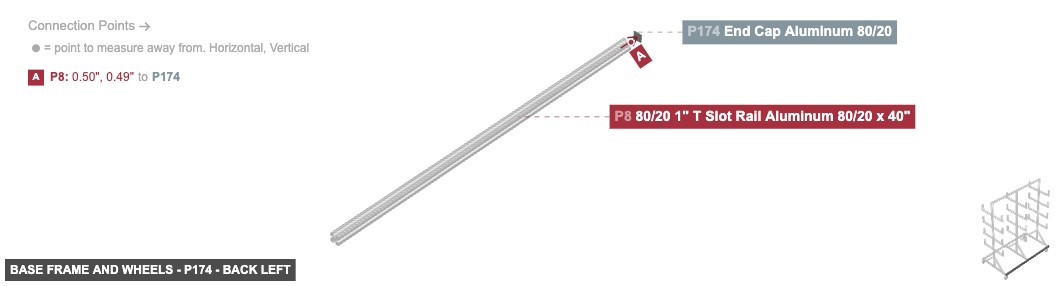 Base Frame and Wheels - Part End Cap Aluminum 80/20 - back_left