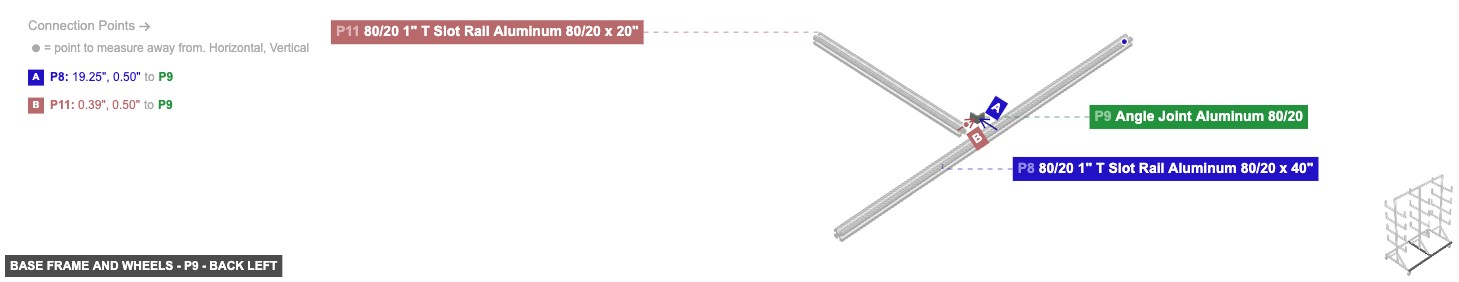 Base Frame and Wheels - Part Angle Joint Aluminum 80/20 - back_left