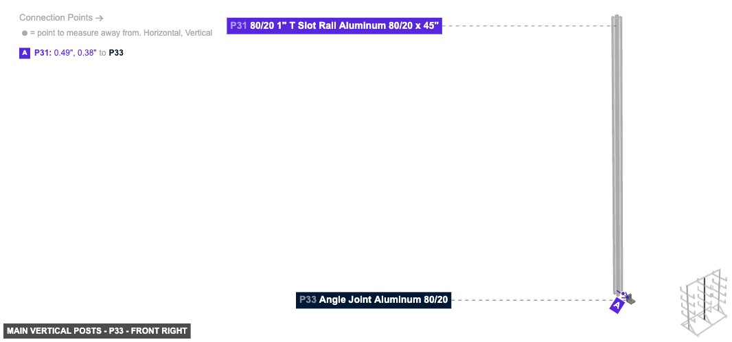 Main Vertical Posts - Part Angle Joint Aluminum 80/20 - front_right