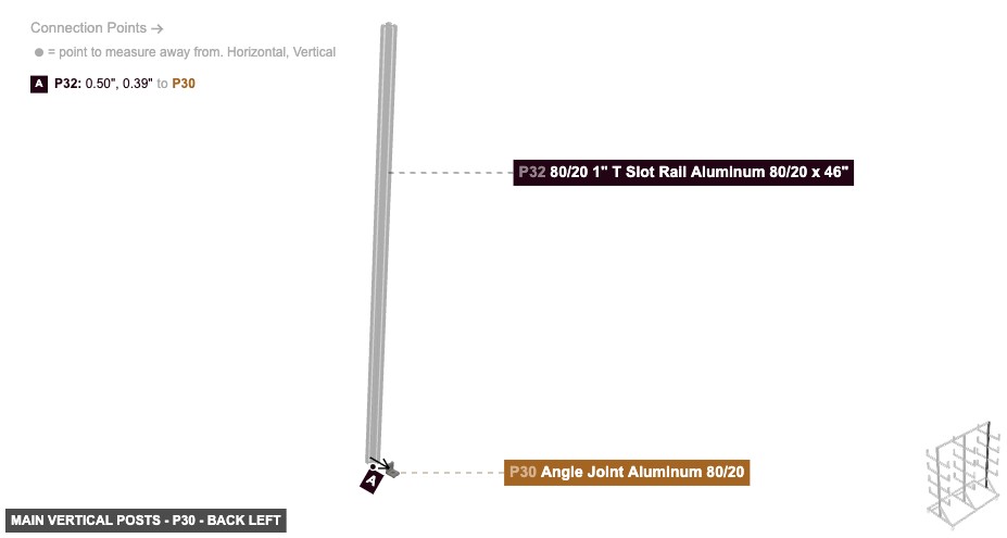 Main Vertical Posts - Part Angle Joint Aluminum 80/20 - back_left