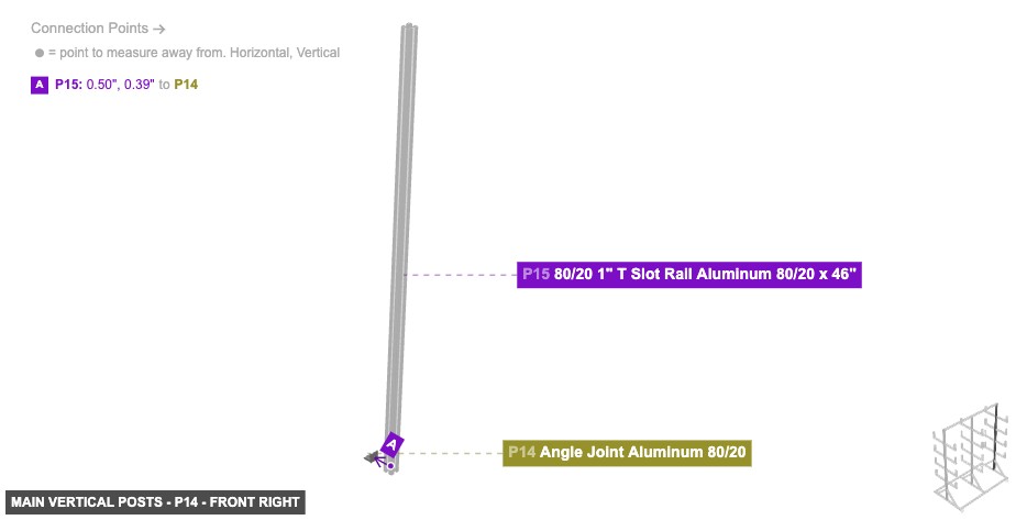 Main Vertical Posts - Part Angle Joint Aluminum 80/20 - front_right