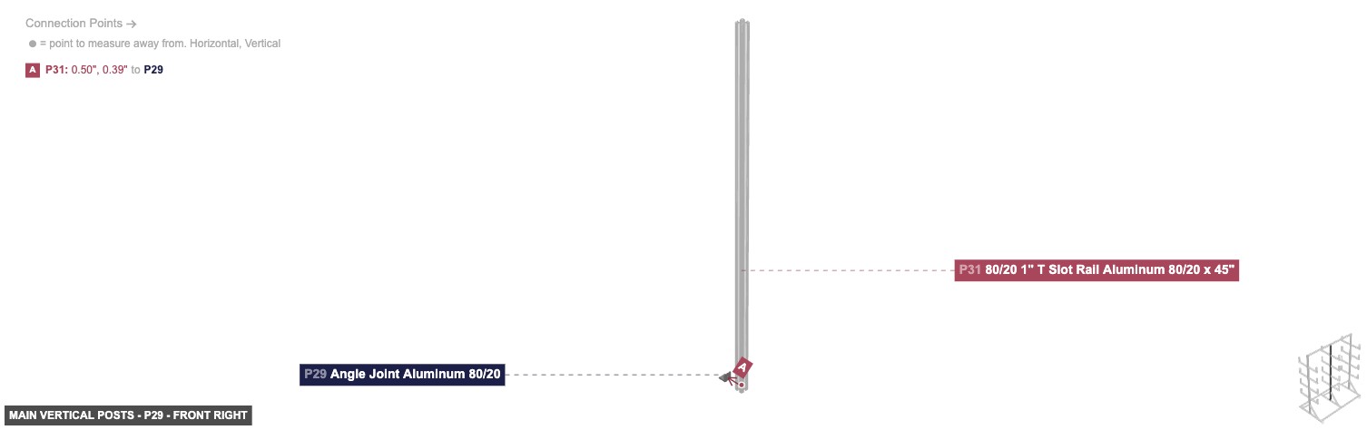 Main Vertical Posts - Part Angle Joint Aluminum 80/20 - front_right