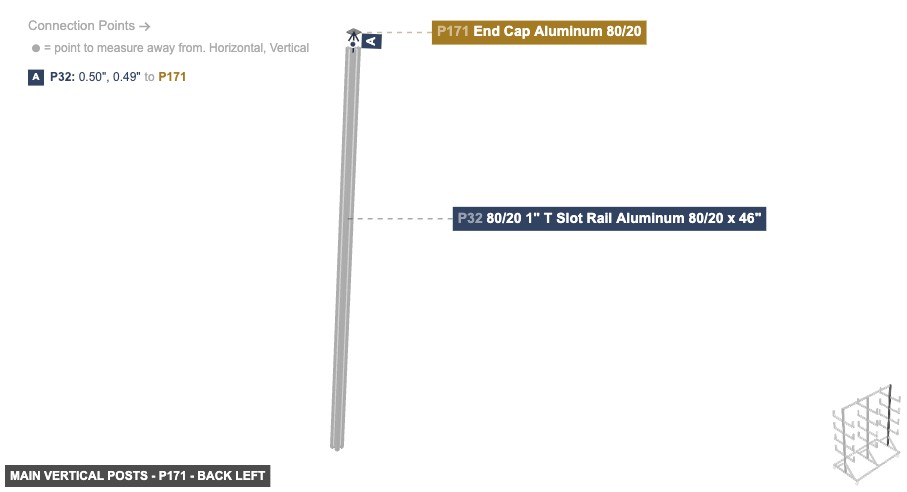 Main Vertical Posts - Part End Cap Aluminum 80/20 - back_left