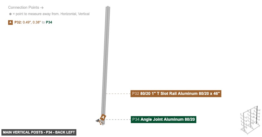 Main Vertical Posts - Part Angle Joint Aluminum 80/20 - back_left