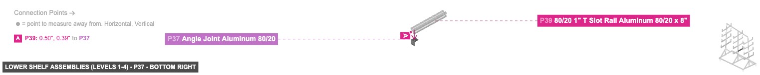 Lower Shelf Assemblies (Levels 1-4) - Part Angle Joint Aluminum 80/20 - bottom_right
