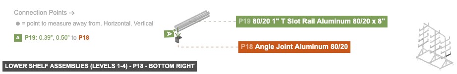 Lower Shelf Assemblies (Levels 1-4) - Part Angle Joint Aluminum 80/20 - bottom_right