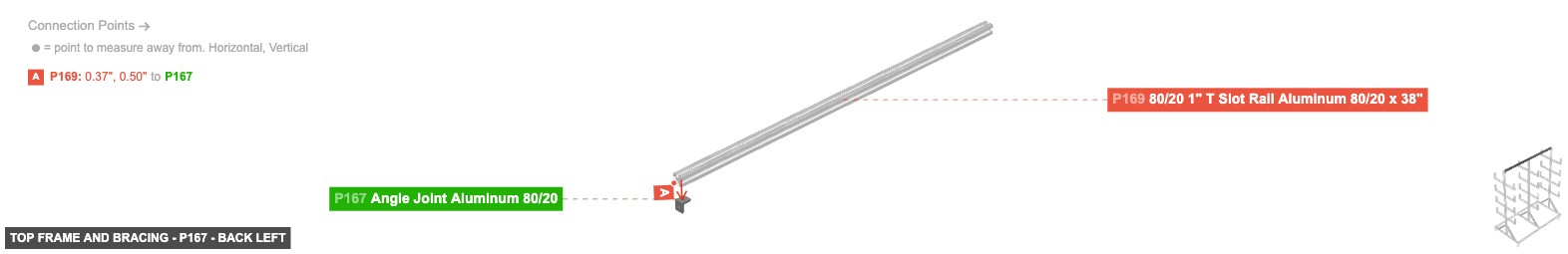 Top Frame and Bracing - Part Angle Joint Aluminum 80/20 - back_left
