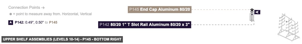 Upper Shelf Assemblies (Levels 10-14) - Part End Cap Aluminum 80/20 - bottom_right